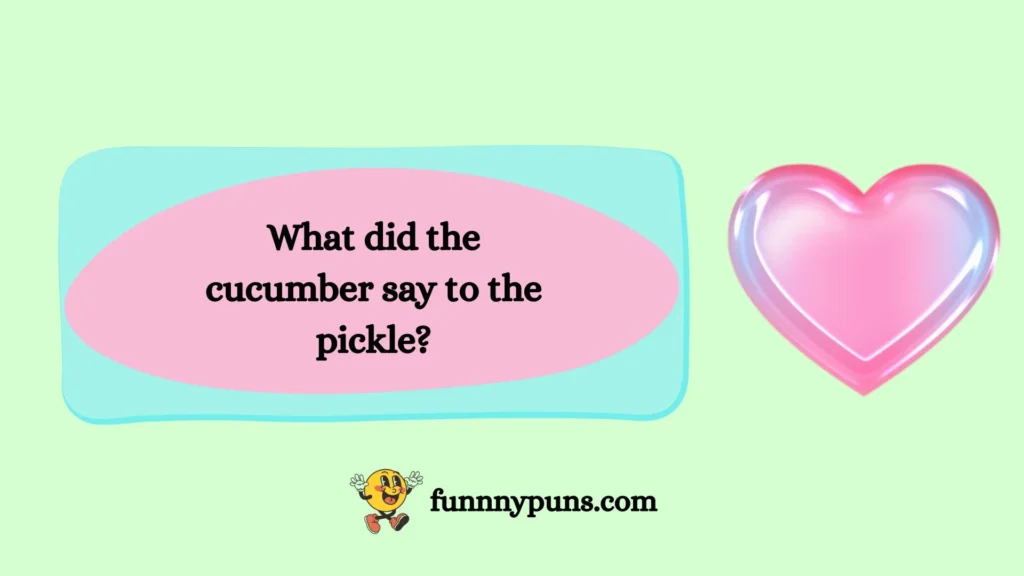 What did the cucumber say to the pickle?